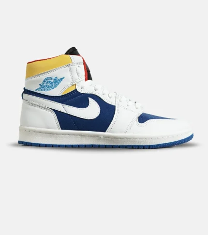 کفش کتانی مردانه و زنانه ساقدار سفید آبی زرد NIKE jordan 1 مدل 7152