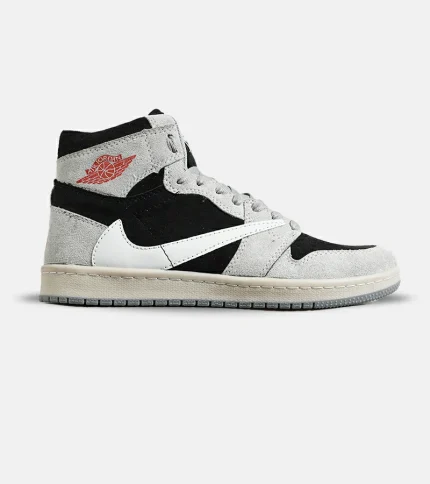 کفش کتانی مردانه و زنانه ساقدار طوسی مشکی سفید NIKE travis scott مدل 7154