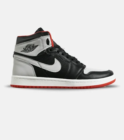 کفش کتانی مردانه و زنانه ساقدار مشکی طوسی قرمز NIKE jordan 1 مدل 7165