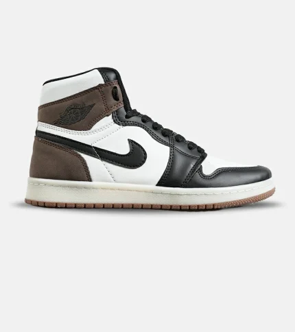 کفش کتانی مردانه و زنانه ساقدار مشکی سفید قهوه ای NIKE jordan 1 مدل 7156