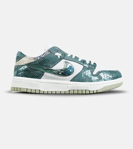 کفش کتانی مردانه و زنانه سبز سفید NIKE dunk low steam puppet مدل 7222