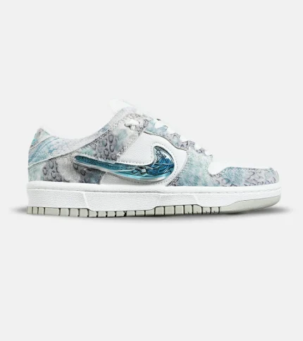 کفش کتانی مردانه و زنانه طوسی سفید آبی نایک NIKE dunk low steam puppet مدل 7204